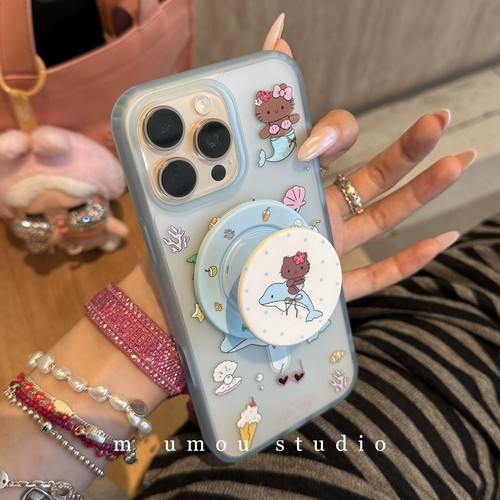 海豚黑皮猫咪磁吸支架适用OPPO A5/Reno14f/13/12/11F/10手机壳findx8S夏日X7ultra软A97/A3/K12/A2pro/A58/6