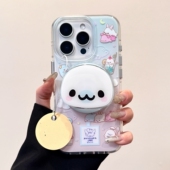 16plus iPhone13 12mini大孔14pro 可爱小海豹磁吸支架适用苹果16Promax手机壳15 XR蓝色87plus 16e清新11pro
