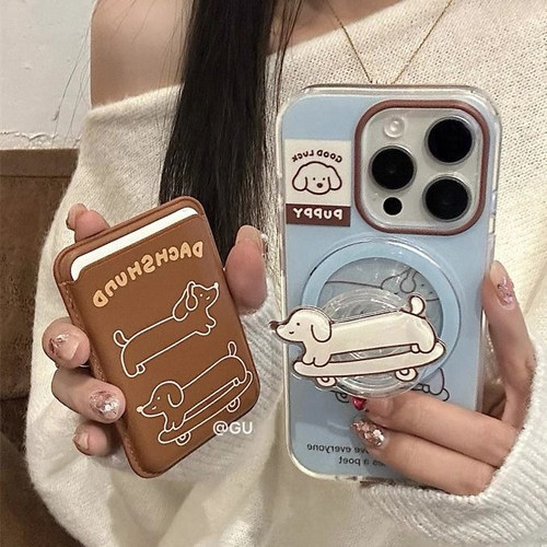 磁吸卡包腊肠狗支架新品适用三星S25/Note20/A06/A55/S10手机壳A53趣味s23 FE/A23软S24ultra/A12可爱A33/S9+