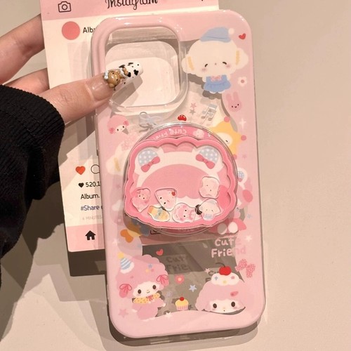 粉色美乐蒂摇摇乐磁吸支架适用A3x/OPPO findx8s/X9/A5PRO手机壳reno15/13/11f/854pro个性7SE/A72/A53/A92S