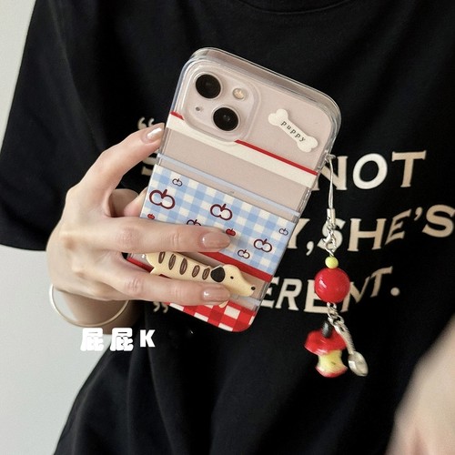 可爱苹果狗狗折叠支架K7适用oppo findx7/X8Ultra/A2手机壳A3X/reno13/12F/9843pro可爱7SE/A58/A96/K12X/A91