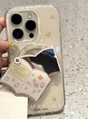 翻盖书本镜子磁吸支架适用OPPO手机壳FindX8S+X7ultra趣味Reno13/12/11/8764/9/A5pro/K12x/A96/A58硬A58/A3x