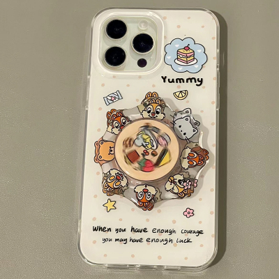 旋转奇奇蒂蒂小松鼠适用苹果iPhone15PM/13pro手机壳14pm/12mini趣味xsmax支架16减压XR可爱11全包765女8PLUS