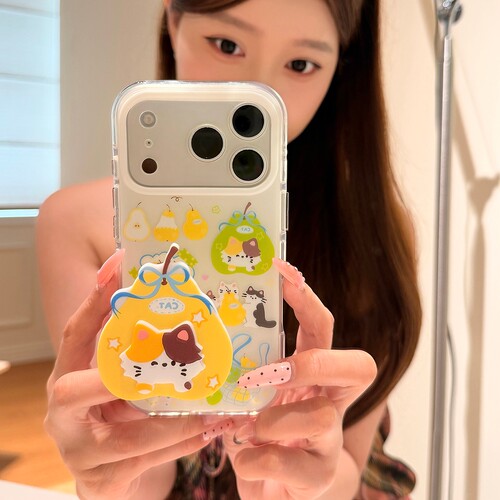 立体猫咪雪梨支架适用oppo realme NEO8/GT7真我13/GT2大师探索GT8pro/neo6se手机壳16PRO+14创意V70可爱V50S