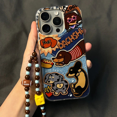 ins复古牛仔风狗狗适用荣耀300/80/magic85/200/90GT/70pro/60se/X9c/100手机壳X60蓝色X50挂绳play8t畅玩40