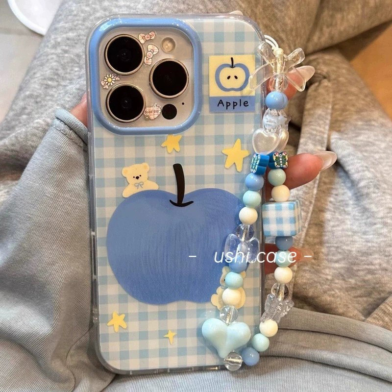 蓝格纹潮苹果适用oneplus ACE3/5pro一加13/12/11手机壳1+ACE5/2V挂件创意10pro/1+ACE竞速9RT全包7T/6T可爱