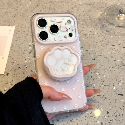 粉白猫爪摇摇乐磁吸支架适用小米15T/14/13TPRO/NOTE14手机壳pocox7/X3GT/F8可爱F5红米15R/14C/C85/65/M7pro