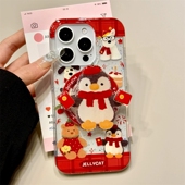 A5PRO 新年喜庆企鹅旋转磁吸支架适用oppo 98543创意A3x X7手机壳reno13 A79软A55 7SE findx8 A96 A93