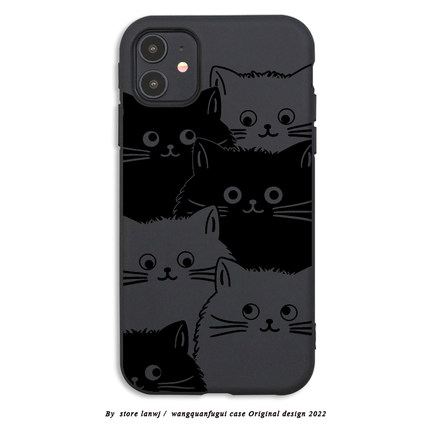 日式黑猫咪适用小米15/k50红米K80PRO手机壳k60/K40卡通K80女civi4新款K40S可爱note12pro+黑13硅胶12/11pro