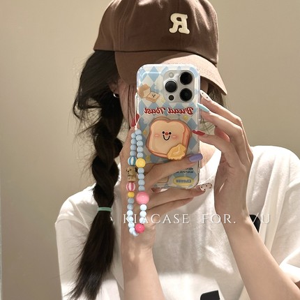 可爱吐司面包支架适用小米15/13手机壳10S红米note14/12T/11ultra链条civi4/K40S/k50/K60pro/K70至尊K80女98