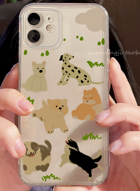 插画适用华为nova7狗狗68943e手机壳10se透明5i女mate30小众p40pro/20