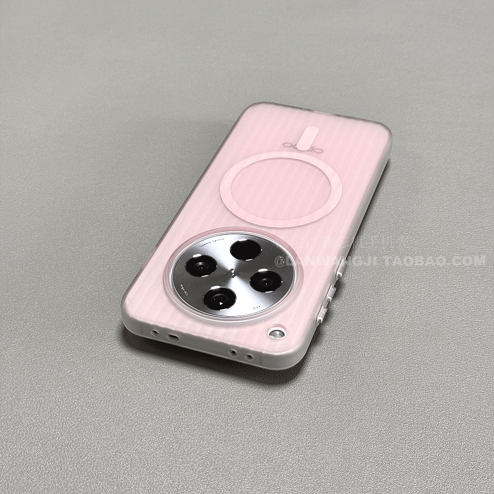 瓦楞淡粉色带磁吸PC硬壳VIVO X200PRO mini手机壳X100ultra大孔X300充电全包X90条纹高级感防摔不撞壳小清新