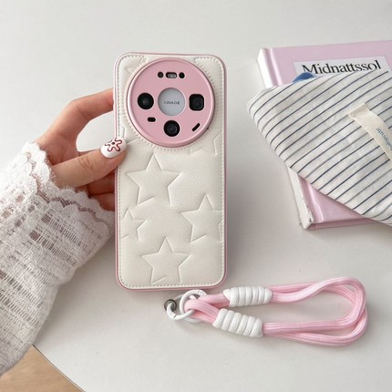 纹贴皮羽绒服五角星Find X9/X8s+适用OPPO Reno15/14/13/A1x手机壳10/11带手绳12皮质7大孔A58/1/A78高级A2m