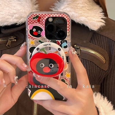 卡通企鹅磁吸支架壳y200适用vivo X100Ultra/x80软X60PRO+手机壳x90/y35+y78t/S18/V29e可爱Y36/S20/y53/Y76s