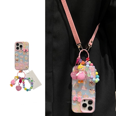 曲奇饼饼粉裙鸭挂饰A5适用oppo findx8/x6/A2手机壳A3/reno13/11/10/98432pro斜挎567SE/A57/A78/A93/K12/A72