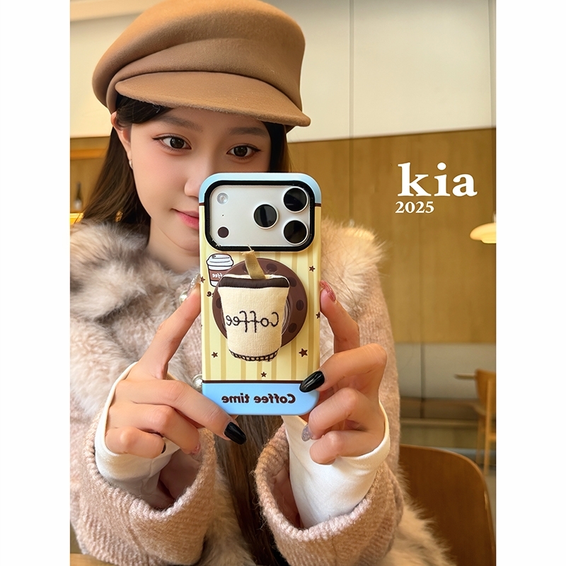 布艺咖啡杯磁吸支架适用小米17/15T/13手机壳k70红米K90promax/K60/K80至尊Note14/12创意Turbo4小众civi5PRO