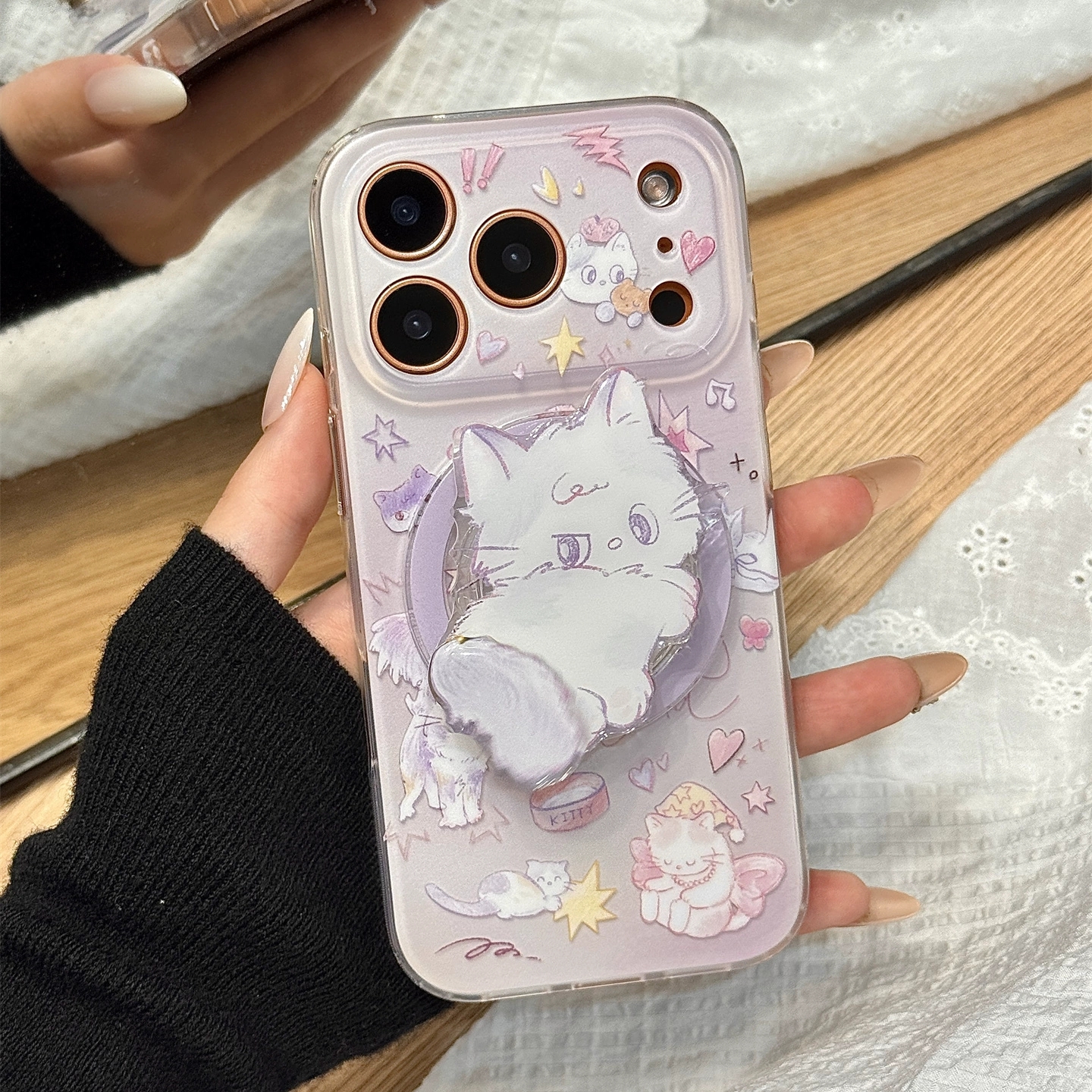 猫咪尾巴旋转磁吸支架适用vivo iQOO15/Z9turbo/Z10x手机壳neo11pro+6SE/8/neo9涂鸦13/12/Z6/U5e可爱Z7i/Z8x