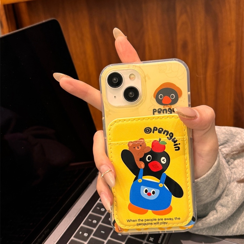 可爱磁吸卡包适用小米14/15手机壳13/9/10S红米k90企鹅K60e/note13/12t/10趣味civi4pro/MIX4硅胶k80/K50至尊