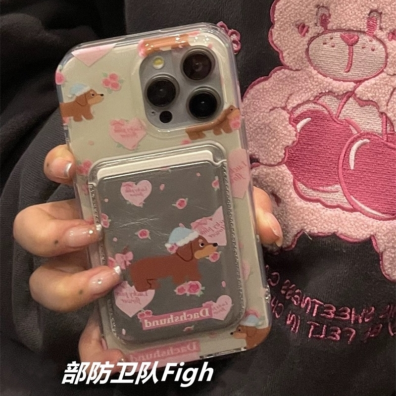 蓝帽小狗磁吸卡包三星s21/A55手机壳S23 ultra/Note20可拆卸A22/A53/A54/S105G硅胶s24u软S23FE/S21+卡通S20