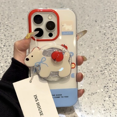 旋转亮面狗狗磁吸支架适用OPPO Reno15/14pro/12F/76手机壳FindX9/X8/X7 Ultra新款K12/A98/A58可爱A2/A3X/A5