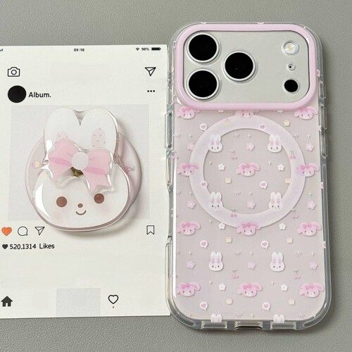 蝴蝶结兔子磁吸支架适用A3X/OPPO FindX10promax/X9ultra/Reno16/14/15/11F/10手机壳A58/A6K粉色K13+A96/A98