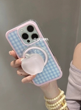 半透立体苹果磁吸支架适用苹果11/16promax手机壳16E/13PRO/13mini创意XR/14/15PRO大孔XSmax/8756PLUS硅胶12