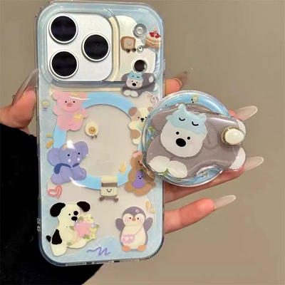 旋转尾巴小狗磁吸支架适用魅族22/21/20硅胶meizu21class手机壳note16/9透明16spro/18S/17PRO可爱ucky08新款