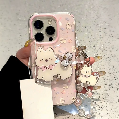 满屏蝴蝶结西高地支架适用三星A53/S25Ultra/S24手机壳S23/s22FE/A04/A53/A54/A25/A06链条A73/A55硬A52S/M32