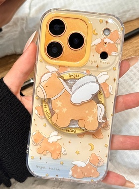 天使翅膀小马磁吸支架适用传音HOT40手机壳15pro红魔11pro+nfinx Smart8软萌hone3Apro华硕ZenFone9新年可爱