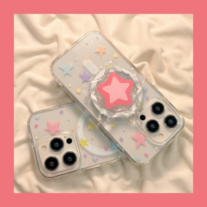 ins风彩色星星磁吸支架适用A3x/A5PRO/OPPO findx76/X8手机壳reno13/12pro/11F/9834韩风7SE/A77/A56/A95女A2
