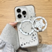 Reno14 X8ultra 10手机壳findx7 A5X链条K12S A57 A77 11F A6pro 鎏金星星折叠磁吸支架适用OPPO