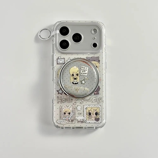 圆形小女孩磁吸支架适用vivo X300FE/V70/V60/Y21d手机壳S60/Y38/Y39/v25e/X200/Y12可爱v40/V60lite软V30PRO