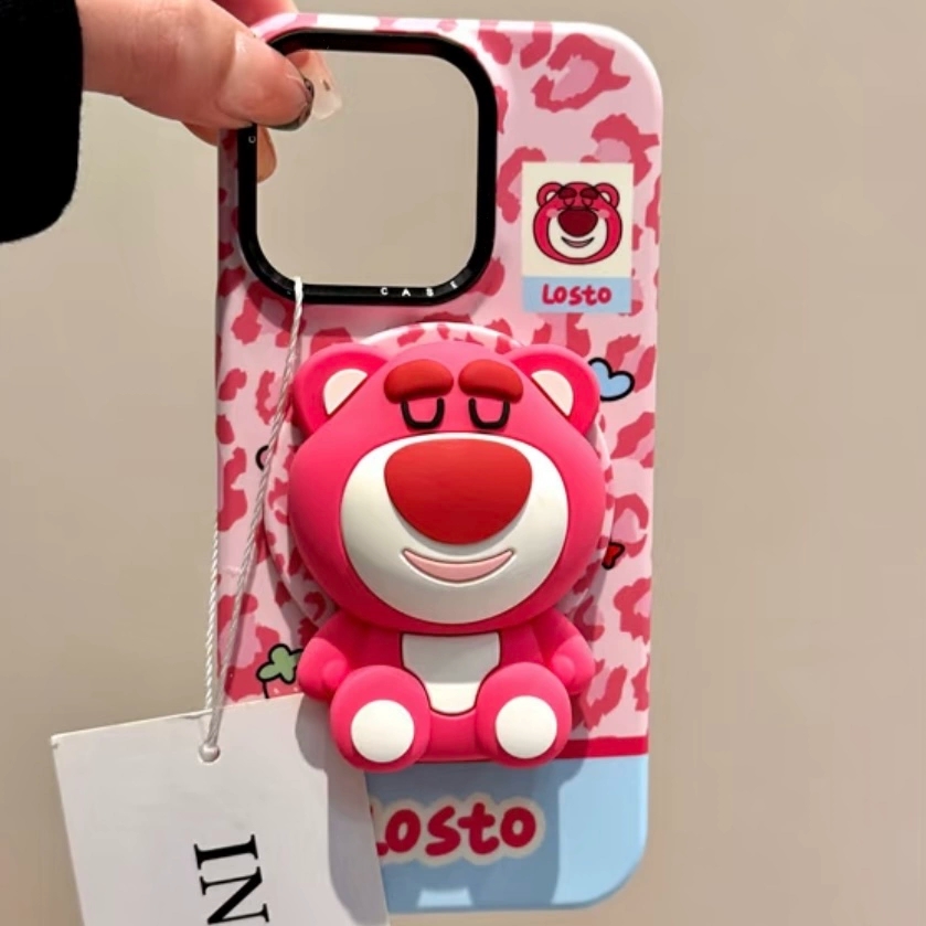 豹纹草莓熊磁吸支架适用三星S25ultra/S24+/Note20/A34/A06/S22手机壳A25可爱S23/A71/S8/S21fe软糯A56/A52S