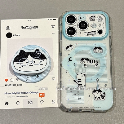 奶牛猫咪磁吸支架适用NOthing 4A/3A手机壳2谷歌Pixel9/10PRO/87可爱Pmote edge60pro新款56华硕ROG9/54全包
