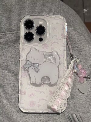 蕾丝挂绳适用oppoA2X/reno11/10/879356pro+插画findx7/3pro可爱A56s手机壳A57/58/A35/A96/93S透明K5/K7/k11