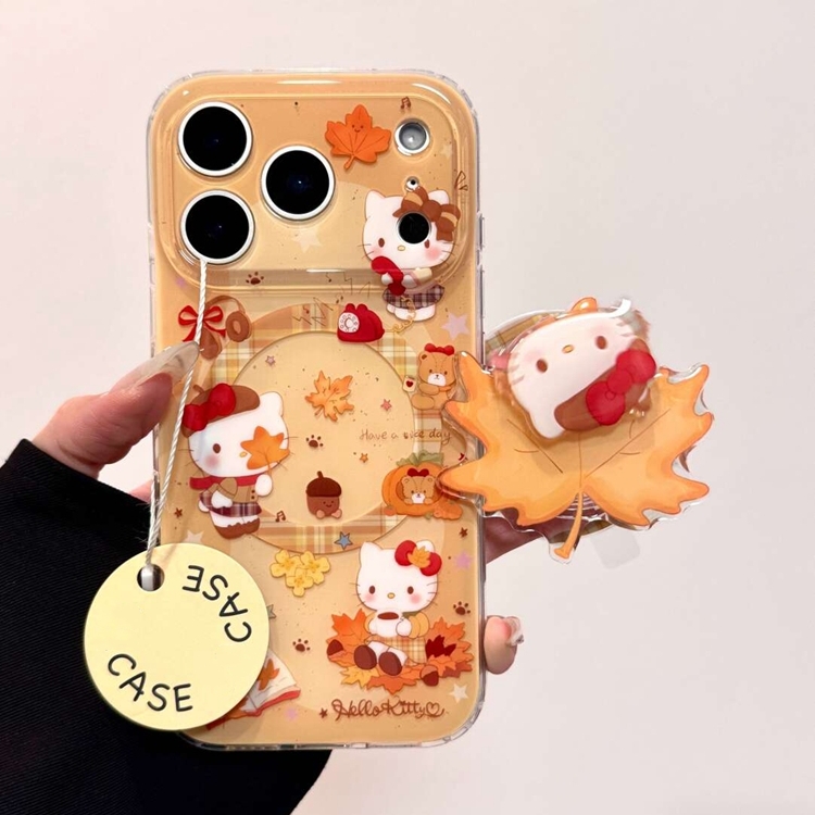 枫叶KT猫旋转磁吸支架适用小米15T/14/13TPRO/NOTE14手机壳pocox7可爱X3GT/F6/F5红米15R/14C/C65软C85/M7pro