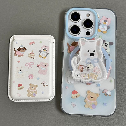 磁吸卡包狗狗摇摇乐支架适用oppo findx8s手机壳reno14/13/12pro/9/A2/A3x/X7Ultra可爱7SE/A55软A58/A97/K11