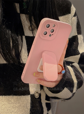 适用oppo reno11手机壳13/954/6PRO R17/A1pro/A57按压支架K10纯色A9x/A32硅胶A72竖立a58/A1X豆沙粉A56S便携