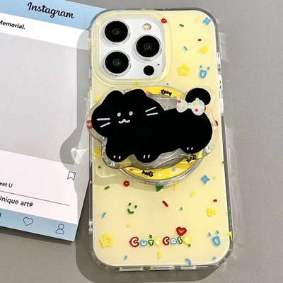 黑猫奶黄磁吸支架适用荣耀GT/200/magic7546/90lite/80GT/X50/60se/X9B手机壳300PRO可爱70/400卡通X60畅玩50