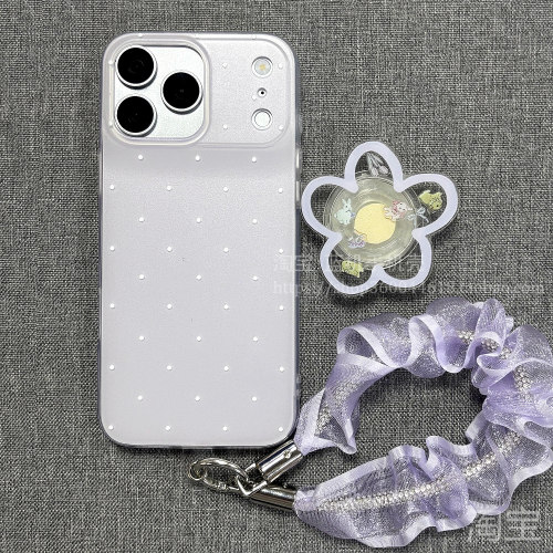 淡雅紫花朵腕带绳支架适用NOthing 4A/3A手机壳2谷歌Pixel9/10PRO/87女mote edge60pro/G56/ROG9新品X70 Air