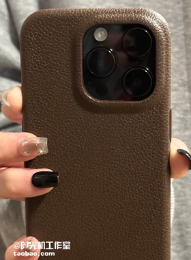 INS秋冬新款咖啡棕皮革荔枝纹适用小米15/13手机壳红米Note15/14磨砂civi5pro防指纹11T/10大孔K80软K70/K60