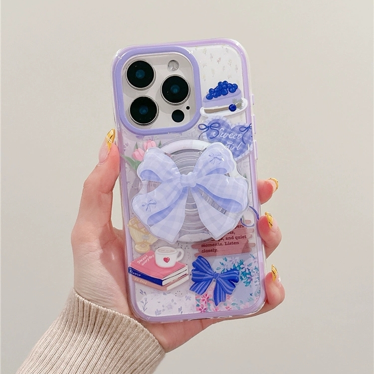 蓝莓蛋糕蝴蝶结磁吸支架适用努比亚Z60 Ultra手机壳Z70 ULTRA/Z50/Z40Spro/ZTE-A51时尚Z11MAX/N2红魔10pro软
