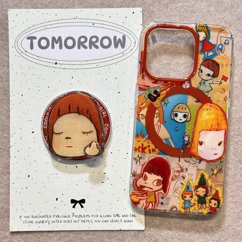 中指转转奈良美智磁吸支架适用苹果15PRO/16PROMAX手机壳14PRO/13/12mini可爱XR/16PLUS/14创意XSmax软876/5S