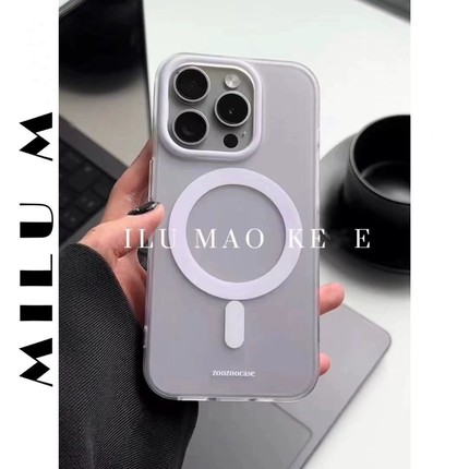 雾面pp超薄磨砂内置磁吸强吸附适用OPPO FindX8/X6手机壳X7ultra大孔A3/A2pro透紫Reno12/11/10/9/8PRO充电