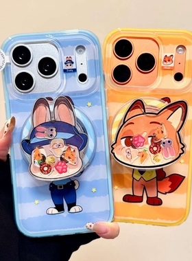 兔子狐狸摇摇乐磁吸支架适用小米15T/14/13TPRO/NOTE14手机壳pocox7/X3GT/F6情侣F5红米15R/14/C85/C75/M7pro