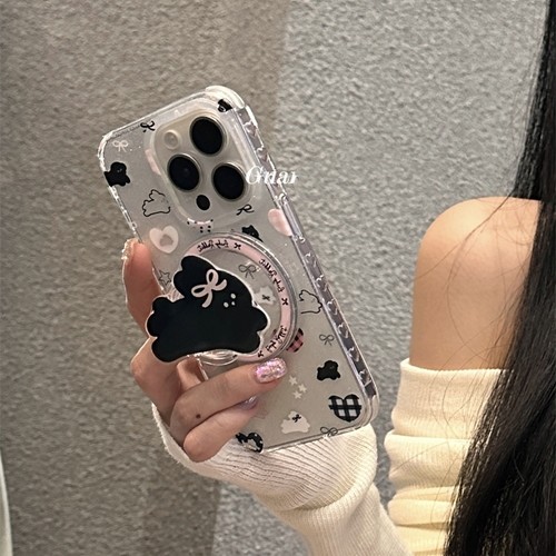 爱心黑兔子磁吸支架适用vivo iqoo12/11s/10/97手机壳iQOOZ9turbo可爱neo9/8pro硅胶neo5S/6可爱3/7Se/Z8x/U5