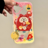 15PROMAX手机壳14PRO 12mini大孔XR新年16PLUS 福袋招财猫摇摇乐磁吸支架适用苹果16PRO 14可爱XSmax 876