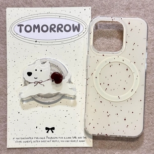 X3GT F5红米13R可爱14C 泼墨狗狗旋转磁吸支架适用小米14T C65防摔11 NOTE14手机壳poco C75 M6pro 13TPRO