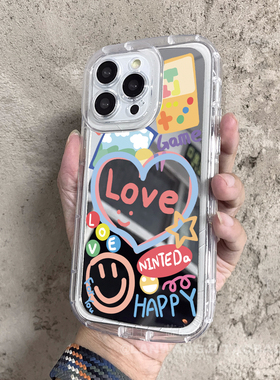 ins涂鸦插画适用小米15/13/12S/14/10pro手机壳11红米note13pro+/K60至尊k80/k70/K30爱心K40女K50镜面note14