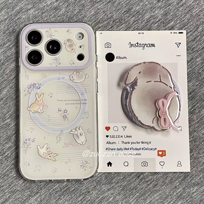 旋转蝴蝶结兔子磁吸支架适用NOthing 2A/3手机壳2谷歌Pixel9/10PRO/87春日Pmote edge60pro/56华硕ROG9可爱54